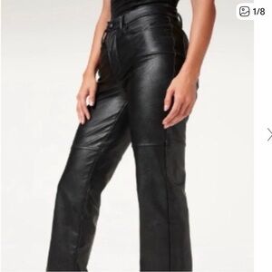 GAP Genuine Leather Black Straight pants